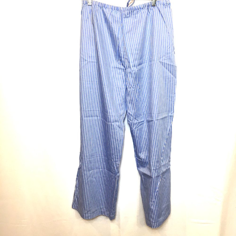 American Living Blue & White Striped Cotton Pajama Set with Contrast Piping - Picture 8 of 11